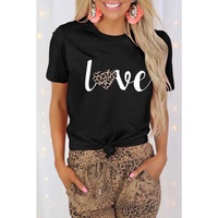 Azura Exchange Leopard Heart Shape Print T-Shirt
