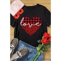 Azura Exchange Leopard Plaid Heart Shaped Crewneck T Shirt