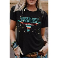 Azura Exchange Cow Star Letter Print Graphic T-Shirt