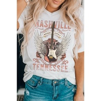 Azura Exchange Music City Guitar Graphic Print Tee