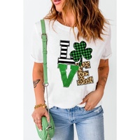 Azura Exchange Graphic Print T-Shirt with Clover Glitter Detail
