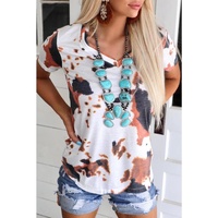 Azura Exchange Pattern Print V Neck T-Shirt