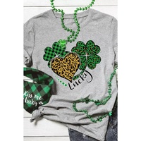 Azura Exchange Leopard Plaid Heart Clover Graphic Print T-Shirt