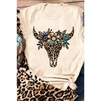 Azura Exchange Leopard Cow Skull Graphic Print T-Shirt