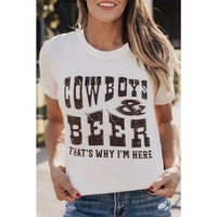 Azura Exchange COW BOYS &amp; BEERS Letters Graphic T-shirt