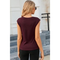 Azura Exchange Cutout Cap Sleeve T Shirt