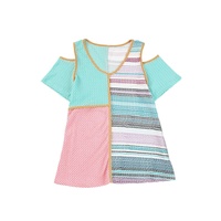 Azura Exchange Stripe Color Block Cold Shoulder Knit Top