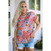 Azura Exchange Floral Print Slim Fit T-Shirt
