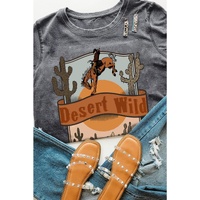 Azura Exchange Wild Cowboy Cactus Print Graphic Tee