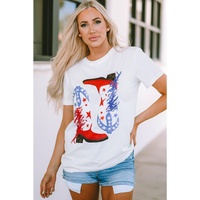 Azura Exchange Sequin Graphic Tee with American Flag Boots Pattern