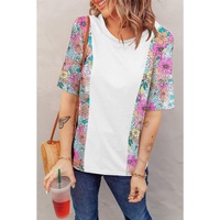 Azura Exchange Patchwork Floral Print Short Sleeve Top