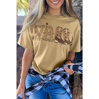 Azura Exchange Graphic Print Khaki Western Boots T-shirt