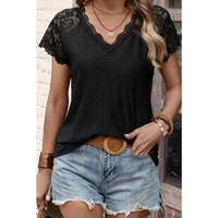 Azura Exchange Short-Sleeve Scalloped V-Neck Top