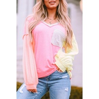 Azura Exchange Long Sleeve Striped Color Block T-Shirt