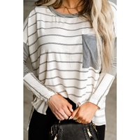 Azura Exchange Patchwork High Low Side Slits Long Sleeve Top