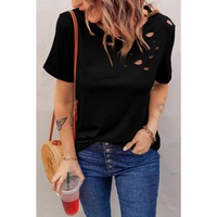 Azura Exchange Mixed Cotton Crew Neck T-Shirt with Holes