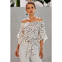 Azura Exchange Polka Dot Bell Sleeve Off Shoulder Top