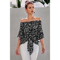 Azura Exchange Polka Dot Off Shoulder Bell Sleeve Top