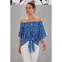 Azura Exchange Bell Sleeve Off Shoulder Tie Knot Top