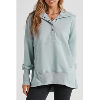 Azura Exchange Batwing Sleeve Pocketed Henley Hoodie