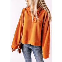 Azura Exchange Buttoned Hoodie with Patchwork Trim