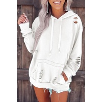 Azura Exchange Ripped Hooded Sweatshirt with Kangaroo Pocket