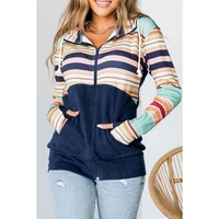 Azura Exchange Color Block Thumbhole Sleeve Full Zip Hoodie