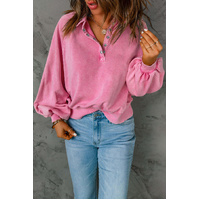 Azura Exchange Lantern Sleeve Snap Button Pullover Sweatshirt