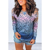 Azura Exchange Gradient Leopard Print Pullover Sweatshirt