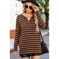 Azura Exchange Striped Knit Quarter Zip Hoodie