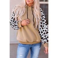 Azura Exchange Leopard Bishop Sleeve Hooded Sweatshirt