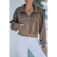 Azura Exchange Zipped Cropped Sweatshirt with Pocket