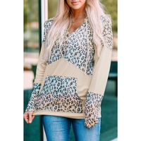 Azura Exchange Leopard Patchwork Hooded Sweatshirt with Pocket