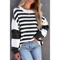Azura Exchange Drop Shoulder Striped Pullover Sweatshirt