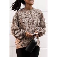Azura Exchange Leopard Print Crew Neck Sweatshirt