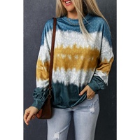 Azura Exchange Leopard Tie Dye Color Block Pullover Sweatshirt