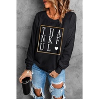 Azura Exchange Thankful Heart Print Sweatshirt
