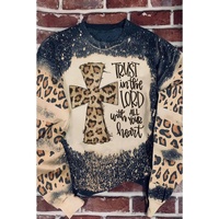 Azura Exchange Leopard Insert Bleached Sweatshirt