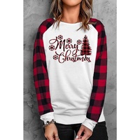 Azura Exchange Merry Christmas Plaid Graphic Print Sweatshirt