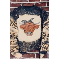 Azura Exchange Cow Head Leopard Print Graphic Sweatshirt
