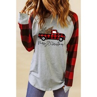 Azura Exchange Merry Christmas Plaid Patchwork Pullover Sweatshirt