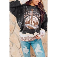 Azura Exchange Music City Guitar Leopard Color Block Sweatshirt