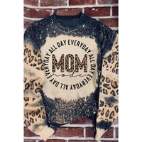 Azura Exchange MOM Letter Graphic Print Leopard Bleached Sweatshirt