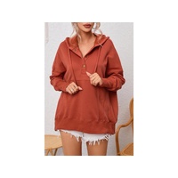 Azura Exchange Oversized Snap Button Hoodie with Thumb Hole in Orange