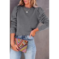 Azura Exchange Vintage Washed Puff Sleeve Sweatshirt