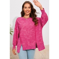 Azura Exchange Relaxed Fit Acid Wash Pullover Sweatshirt with Slit Details