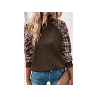 Azura Exchange Plaid Raglan Sleeve Sweatshirt