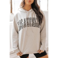 Azura Exchange Leopard Letter Graphic Hooded Sweatshirt