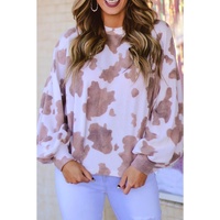 Azura Exchange Cow Spots Print Puff Sleeve Sweatshirt