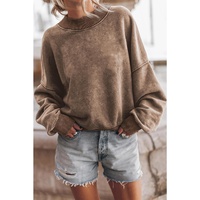 Azura Exchange Relaxed Brown Crew Neck Sweatshirt with Drop Shoulder Design